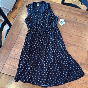 Anne Klein Black Dress with Pink Floral Accents